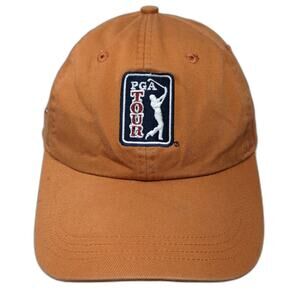Ahead Baseball Cap Orange One Size PGA Tour Logo American Flag Embroidered hat